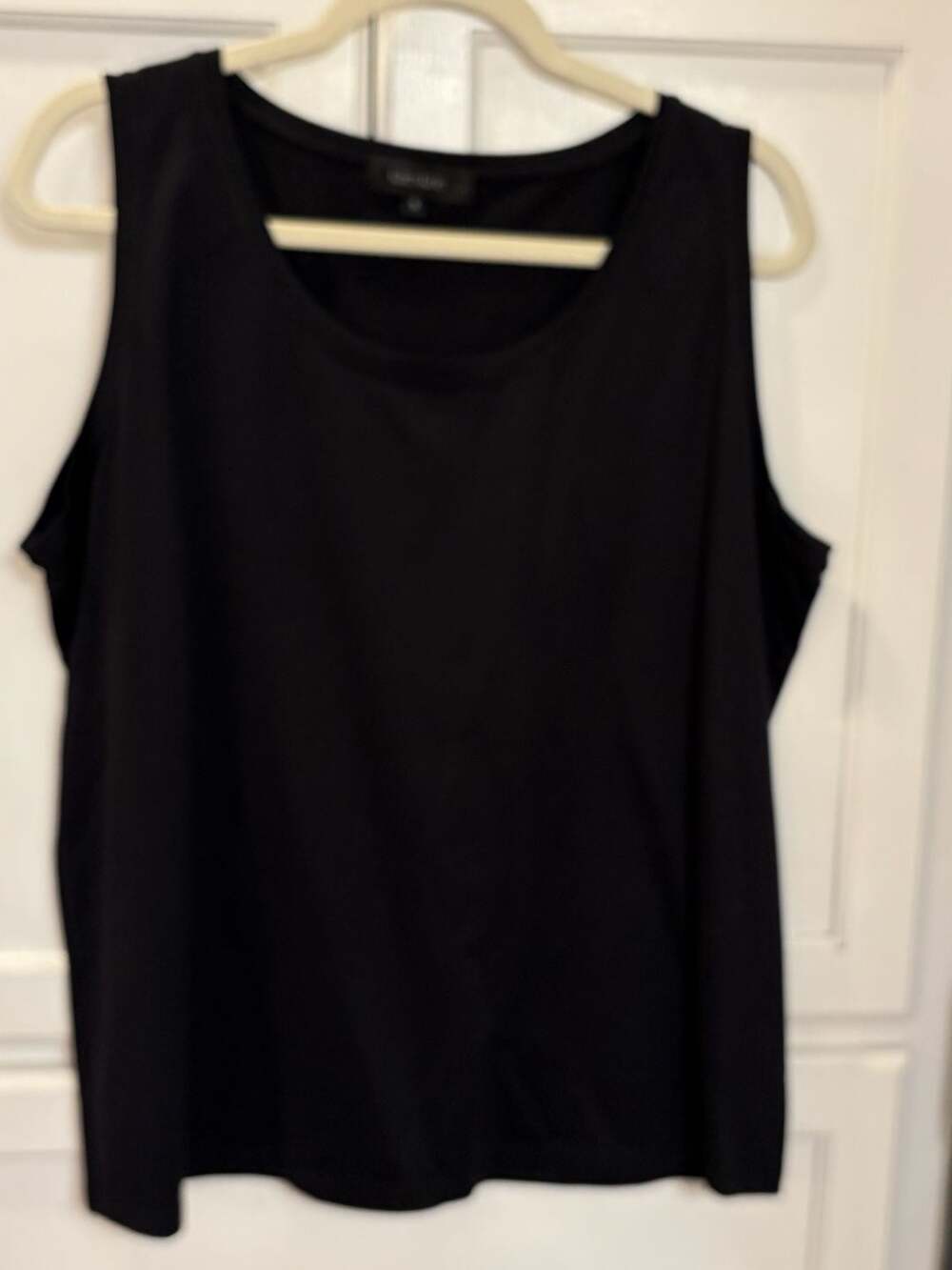 Karen Kane Tank Top Size 1X Black Nylon Spandex Sleeveless Scoop Neck